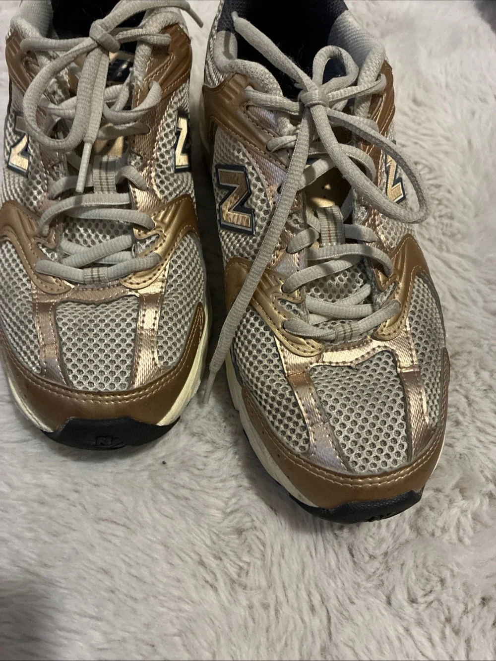 New Balance Women's Rose Gold and Gray Athletic Sneakers